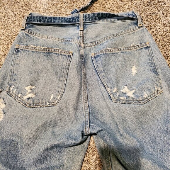 Agolde 90s Belted Distressed Jeans Light Blue 25 - Picture 5 of 5